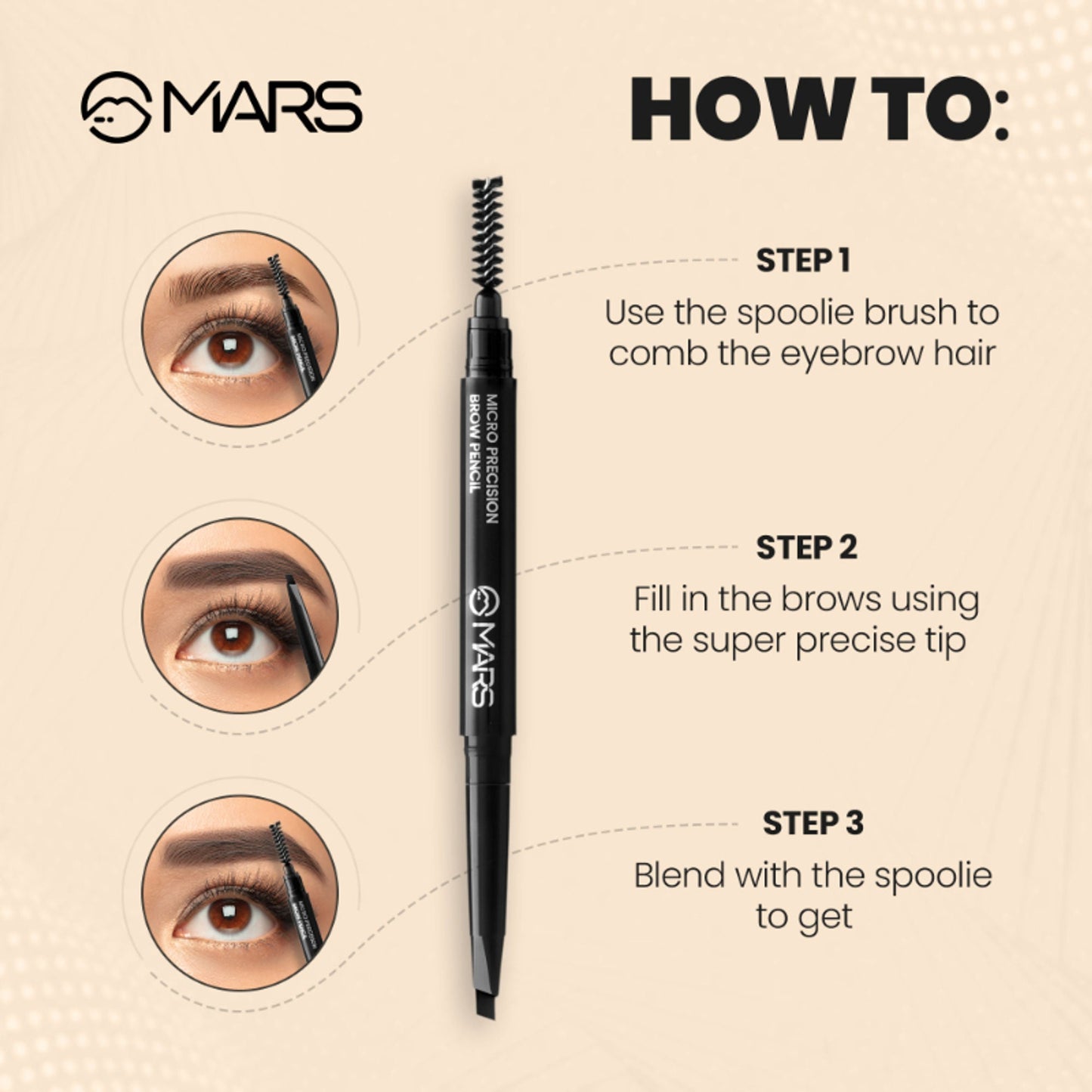 MARS Cosmetics Micro Precision Brow Pencil - Black - Swadesiicart