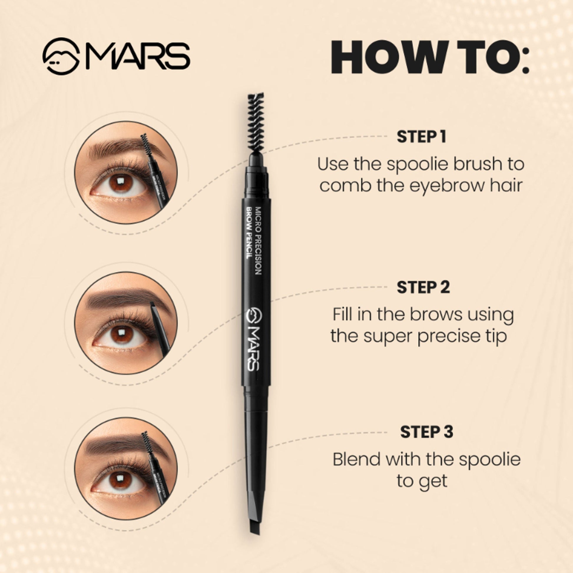 MARS Cosmetics Micro Precision Brow Pencil - Black - Swadesiicart