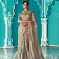 Anaita Cream Embroidery Work Saree With Jacquard Work Blouse Piece