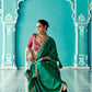 Anaita Dark Green Embroidery Work Saree With Jacquard Work Blouse Piece