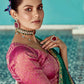 Anaita Dark Green Embroidery Work Saree With Jacquard Work Blouse Piece