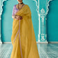 Anaita Yellow Embroidery Work Saree With Jacquard Work Blouse Piece