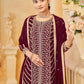 Anaita Maroon Faux Georgette Embroidered Stitched Salwar Suit
