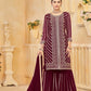 Anaita Maroon Faux Georgette Embroidered Stitched Salwar Suit