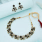Tehzeeb Creations Luxurious Gold Polished Black &White Colour Choker Necklace Set With Matching Earrings - Swadesiicart