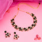 Tehzeeb Creations Luxurious Gold Polished Black &White Colour Choker Necklace Set With Matching Earrings - Swadesiicart