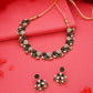 Tehzeeb Creations Luxurious Gold Polished Black &White Colour Choker Necklace Set With Matching Earrings - Swadesiicart