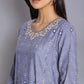 W for Woman Blue A-line kurta with Embroidery