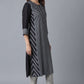 W for Woman Black Floral Print Straight kurta