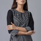 W for Woman Black Floral Print Straight kurta