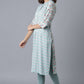 W for Woman Blue Printed Button Down kurta