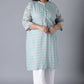 W for Woman Blue Printed Button Down kurta