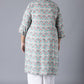 W for Woman Blue Printed Button Down kurta
