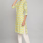 W for Woman Green Printed Button Down kurta