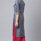 W for Woman Blue Embroidered Straight kurta-Parallel Pants-Dupatta Set