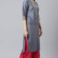 W for Woman Blue Embroidered Straight kurta-Parallel Pants-Dupatta Set