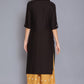 W for Woman Black Round Neck Solid kurta