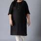 W for Woman Black Round Neck Solid kurta
