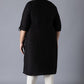 W for Woman Black Round Neck Solid kurta