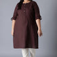 W for Woman Brown Round Neck Solid kurta