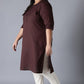 W for Woman Brown Round Neck Solid kurta