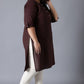 W for Woman Brown Round Neck Solid kurta