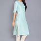 W for Woman Blue Round Neck Solid kurta