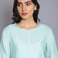 W for Woman Blue Round Neck Solid kurta