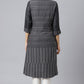 W for Woman Asphalt Grey A-Line Dobby kurta