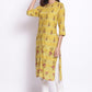 W for Woman Celery Yellow Placement Print kurta