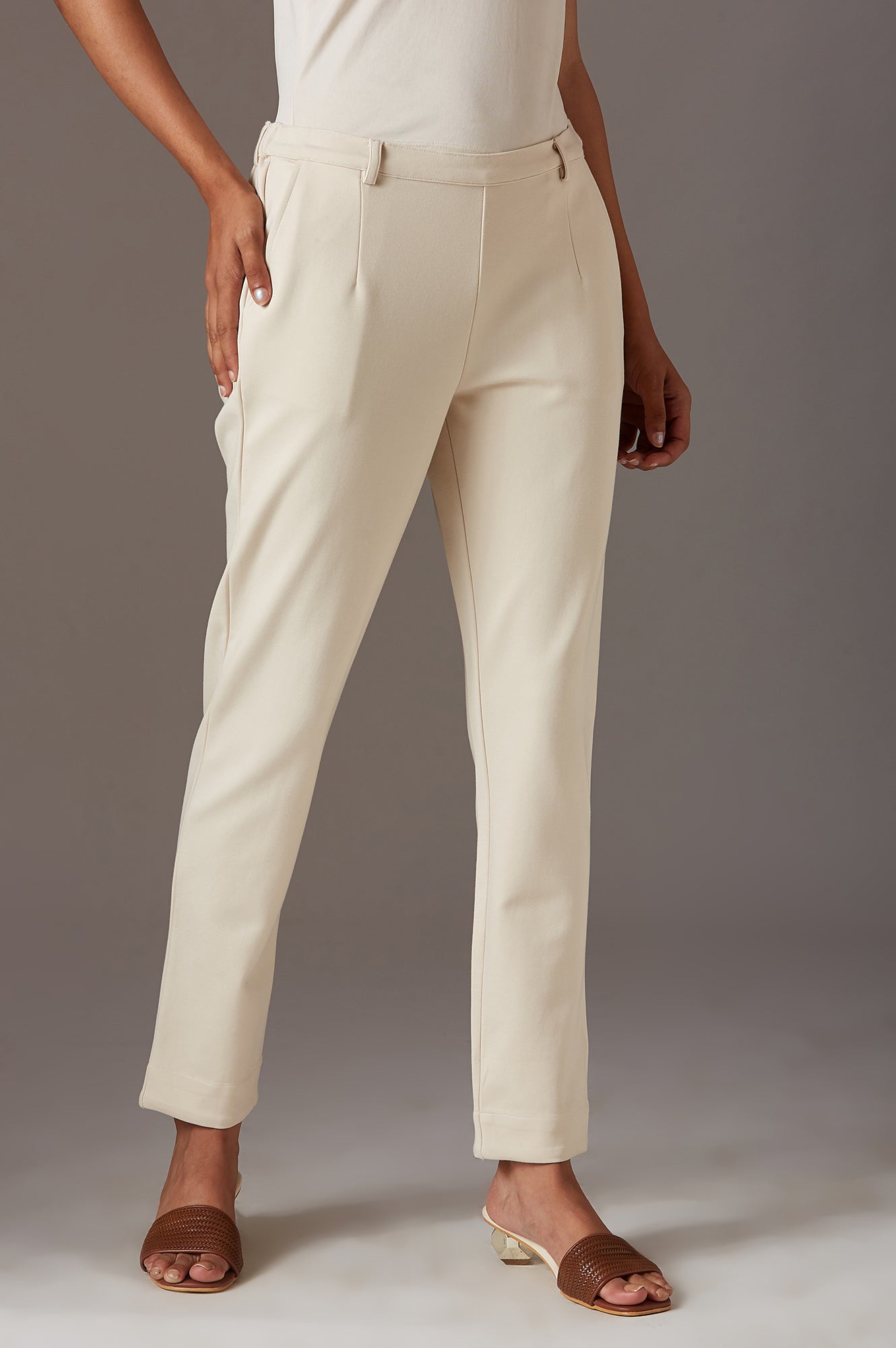 W for Woman Beige Slim Pants
