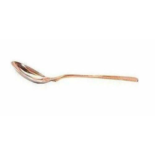 Steel Copper Casserole Bowl With Lid & 1 Serving Spoon - Set Of 2 Pieces - Swadesiicart