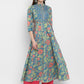 NOZ2TOZ Women Turquoise Blue Anarkali Kurta (1pc Set) - Noz2Toz