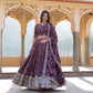 Lorenvalley Purple Pure Viscose Jacquard With Embroidered Sequins work Lehenga Choli | Swadesiicart
