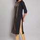 W for Woman Black American Crepe Placement Print kurta