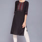 W for Woman Black Yarn-Dyed Round Neck kurta