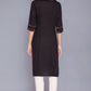 W for Woman Black Yarn-Dyed Round Neck kurta