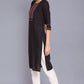 W for Woman Black Yarn-Dyed Round Neck kurta