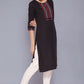 W for Woman Black Yarn-Dyed Round Neck kurta