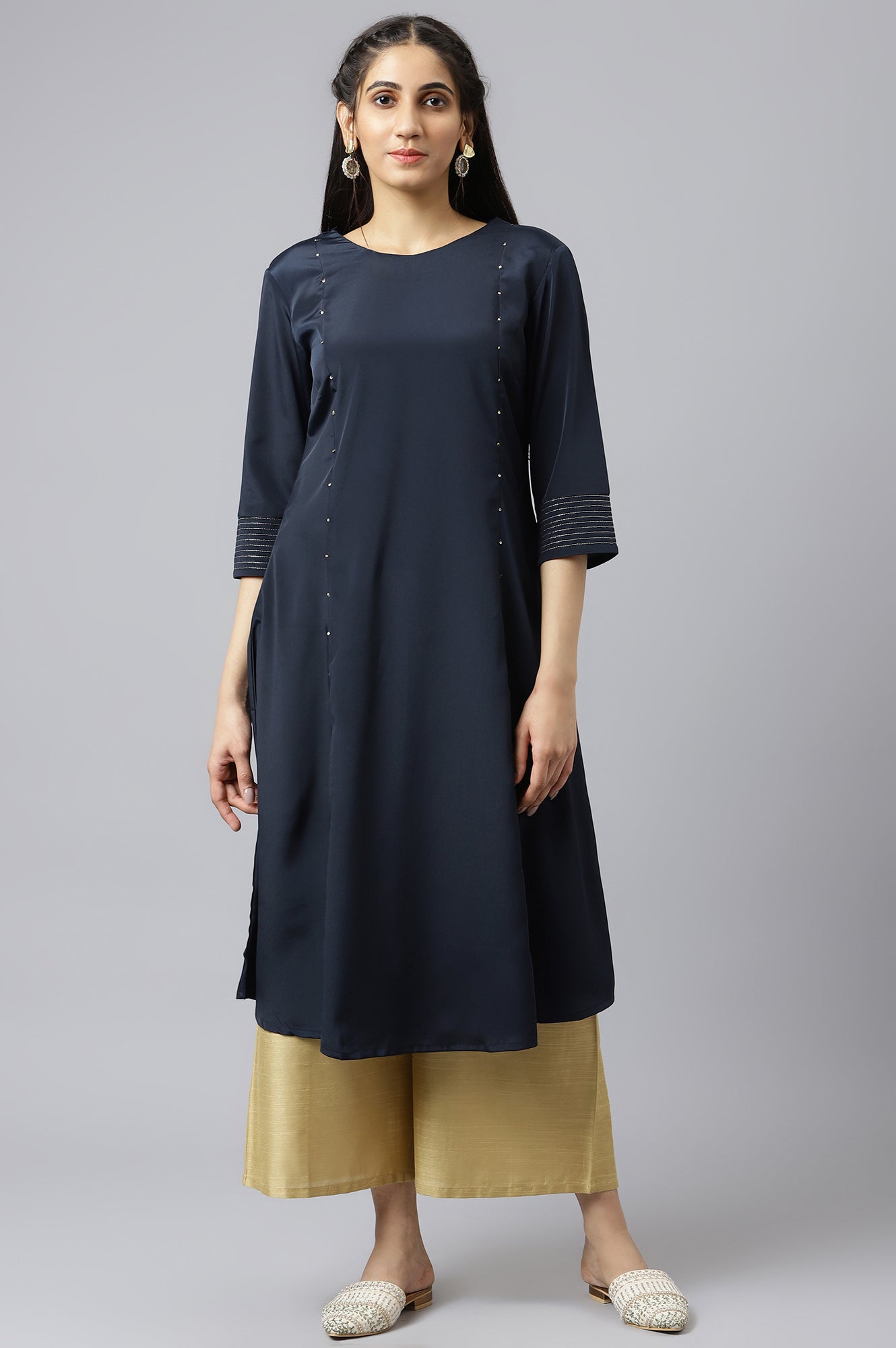 W for Woman Blue Sequin Light Festive kurta