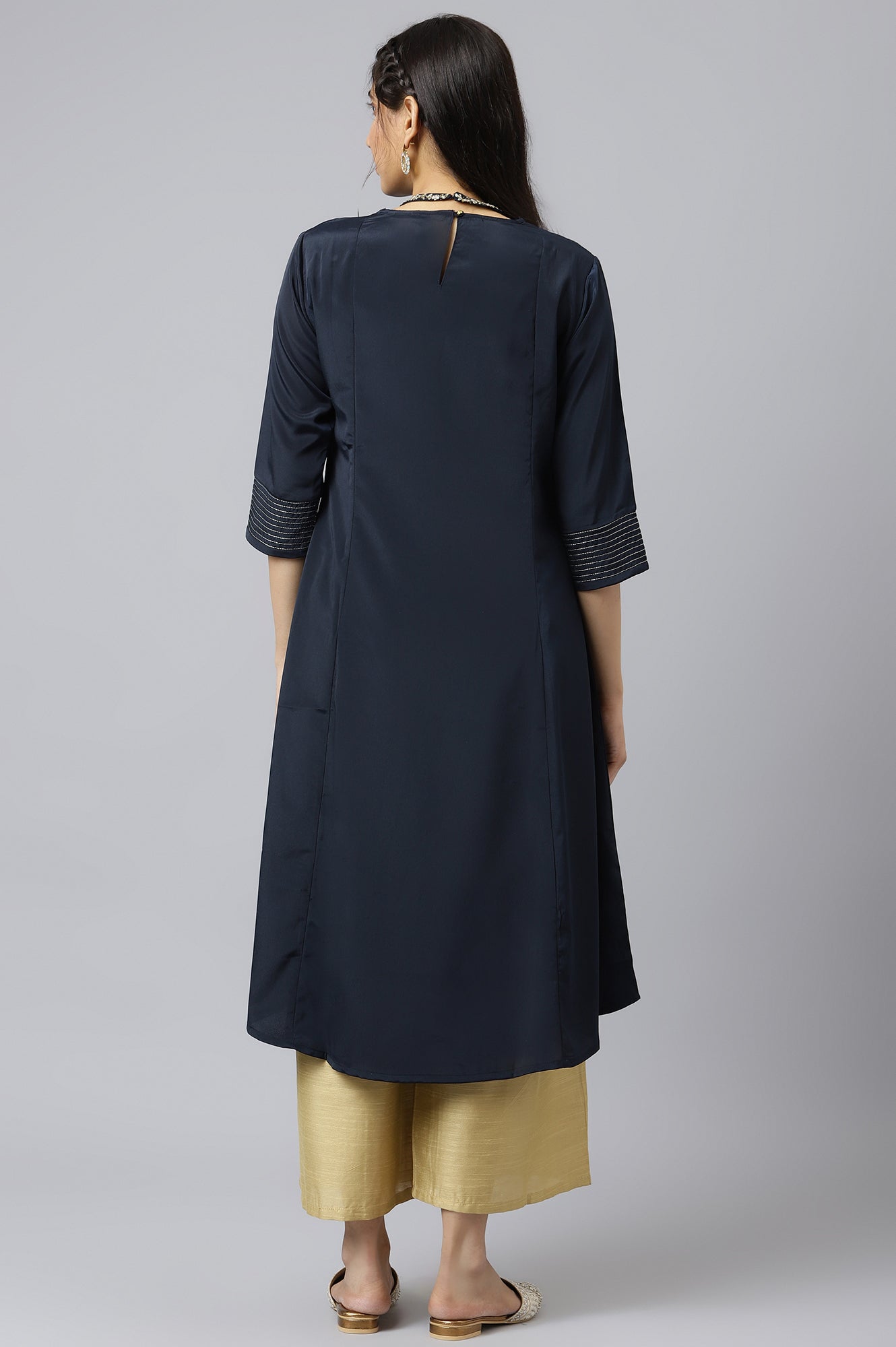 W for Woman Blue Sequin Light Festive kurta