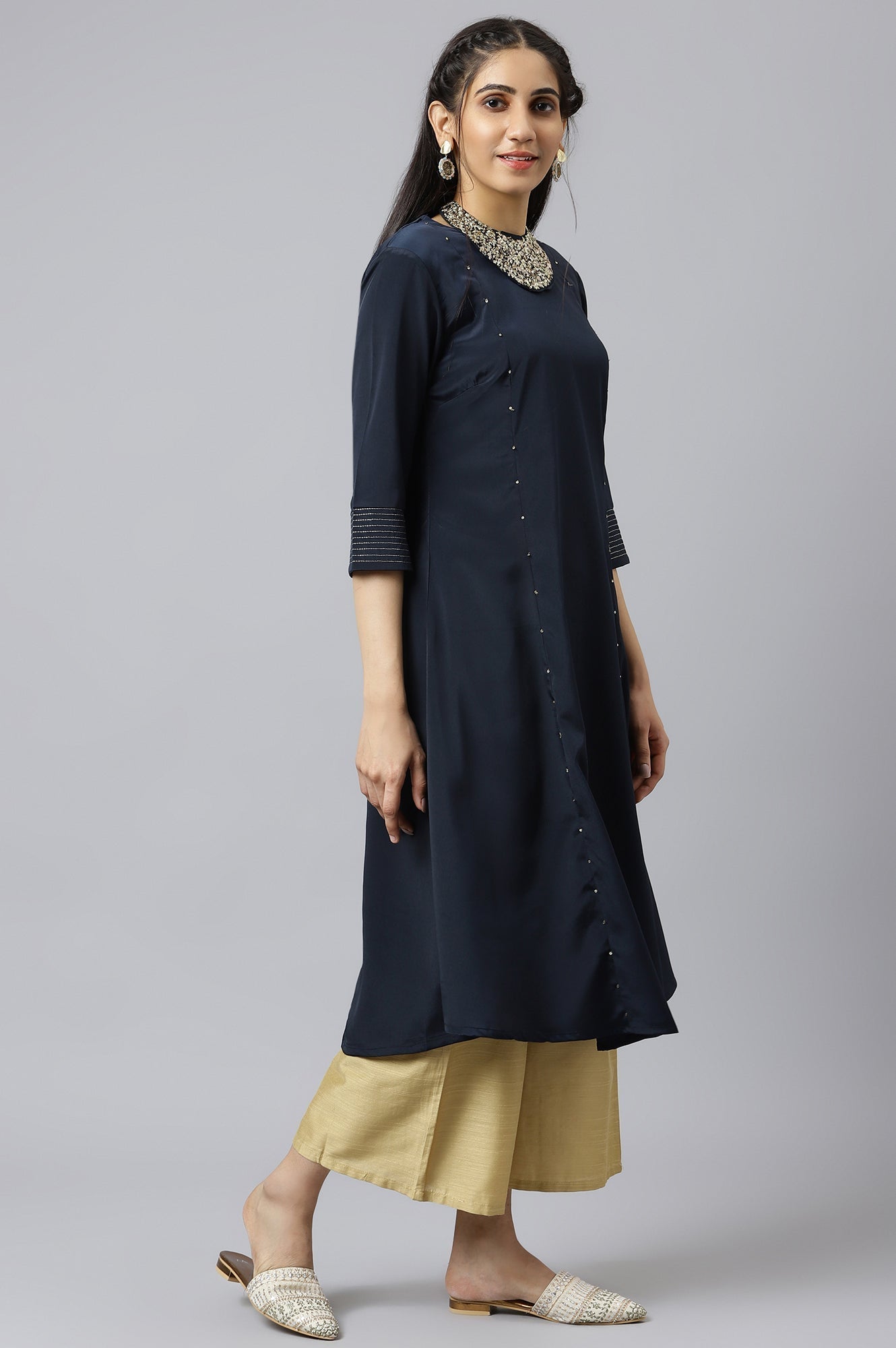 W for Woman Blue Sequin Light Festive kurta