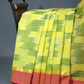 Dual Shades of Lime Green Mangalagiri Ikkat Cotton Saree By Gayathri Reddy Designer Studio | Swadesiicart