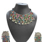 Tehzeeb Creations Women's Silver Color Oxidised Necklace Set With Multi Kundan - Swadesiicart