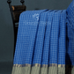 Denim Blue With Checks Pure Mangalgiri Cotton Saree By Gayathri Reddy Designer Studio | Swadesiicart