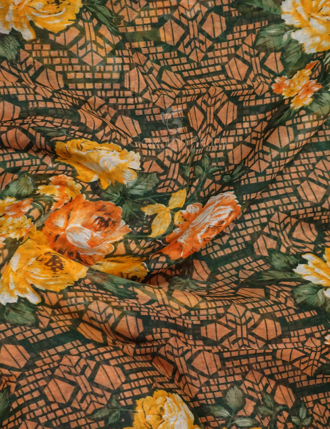 Shades of Green Colour Floral Design Semi Chanderi Saree By Gayathri Reddy Designer Studio | Swadesiicart