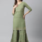 Kalini Women Green Yoke Design Gotta Patti Kurta with Sharara | Swadesiicart