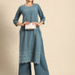 All About You Women Grey Ethnic Motifs Embroidered Regular Chikankari Kurta with Palazzos | Swadesiicart