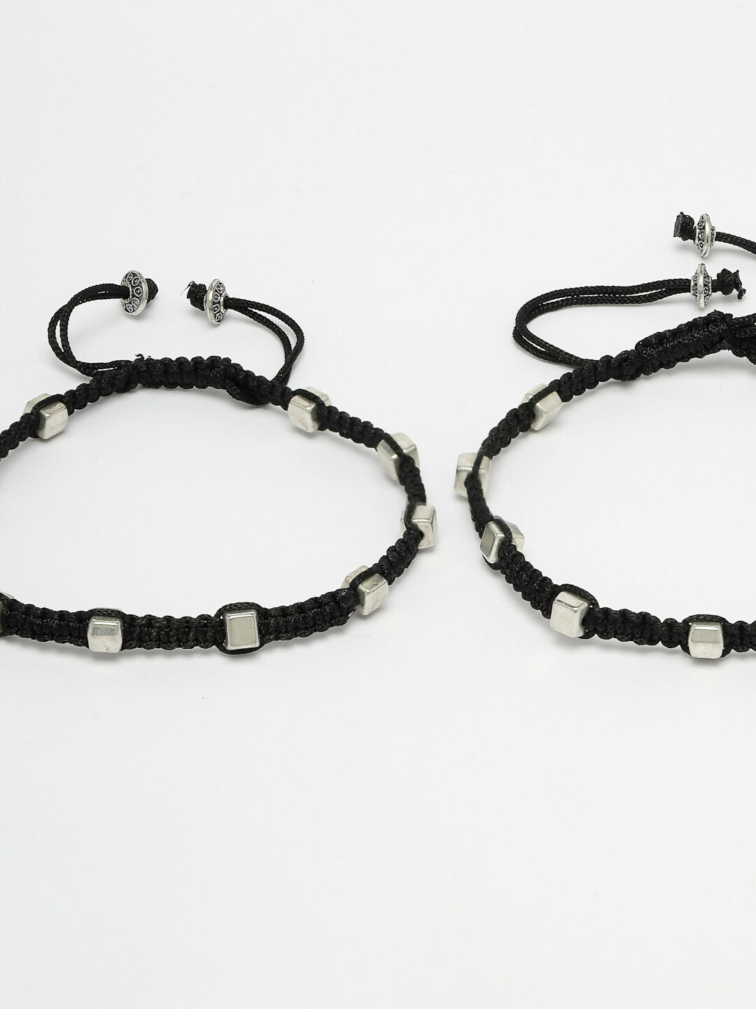 NVR Women's Evil Eye Adjustable Black Anklets | Swadesiicart