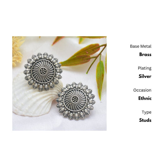 New Stylish Oxidized Gold-Polished Gold Studs Earrings for Womens by House of Ree | Swadesiicart